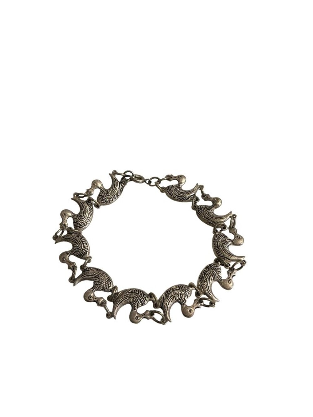 Vintage Sterling Silver Duck Link Bracelet 7-Inch 7.6g Made In Spain - Picture 4 of 9